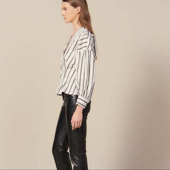 NEW SANDRO PARIS Naelle Blouse Stripes Top $340 - Picture 15 of 16